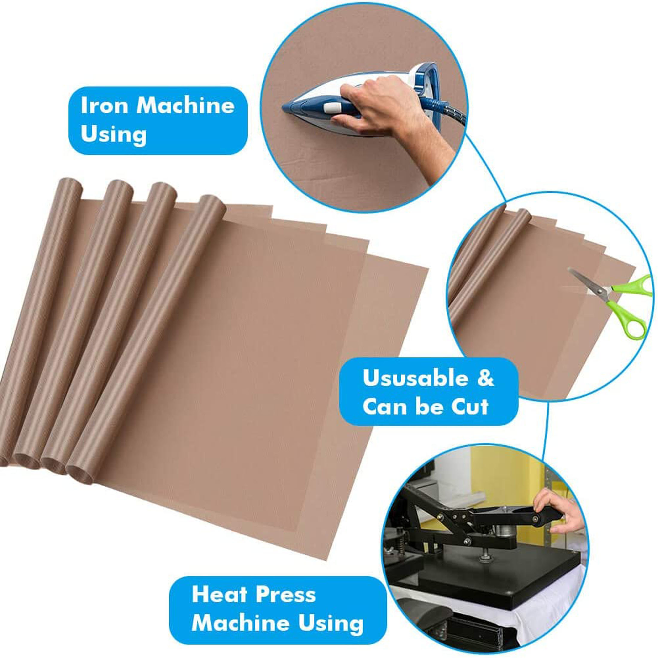 Heat Press Teflon Sheet - Politetrafloroetilen film, yapışmaz sıcak pres transfer