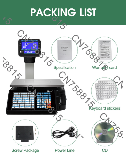 Commercial Printing Options - Süpermarket ticari elektronik tartı, barkodlu terazi,